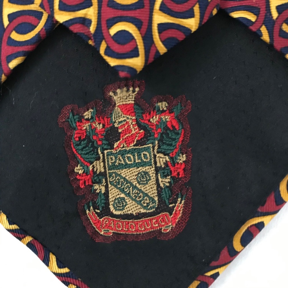 Gucci Tie Horse-bit Red Yellow Silk EUC